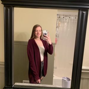 American Eagle Maroon Knit Cardigan